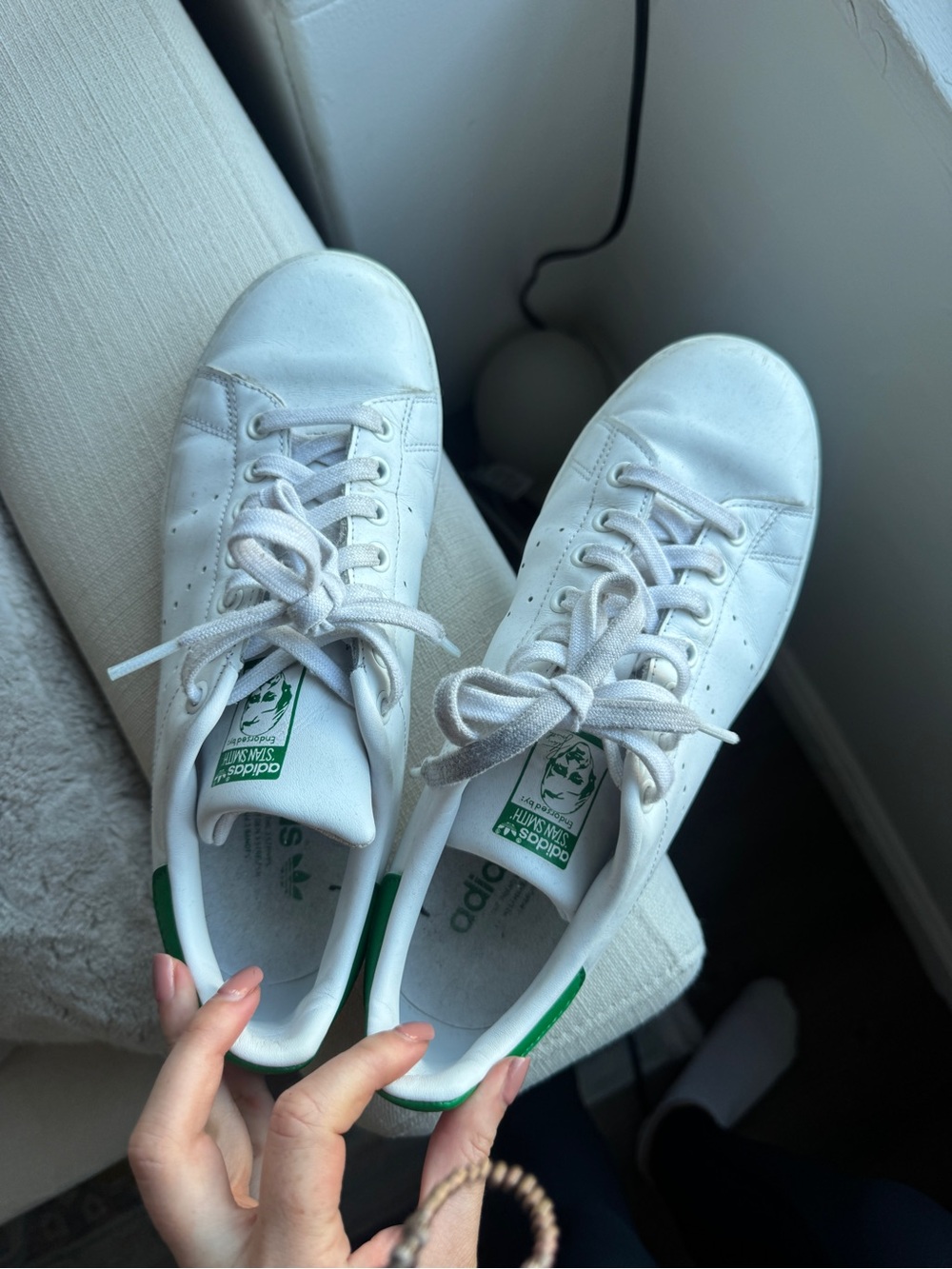 Adidas Women's stan smiths White & Green Classic Leather Sneaker